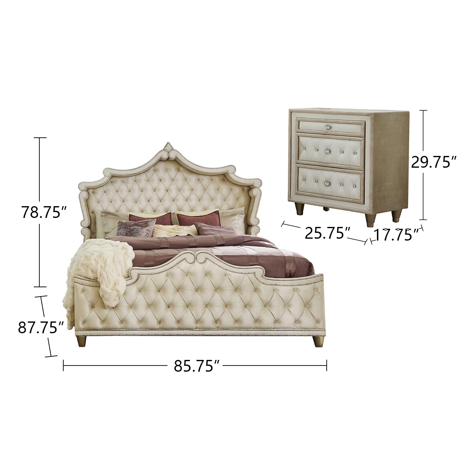 Coaster Antonella Eastern King Bed 5-Piece Set, Ivory/Camel