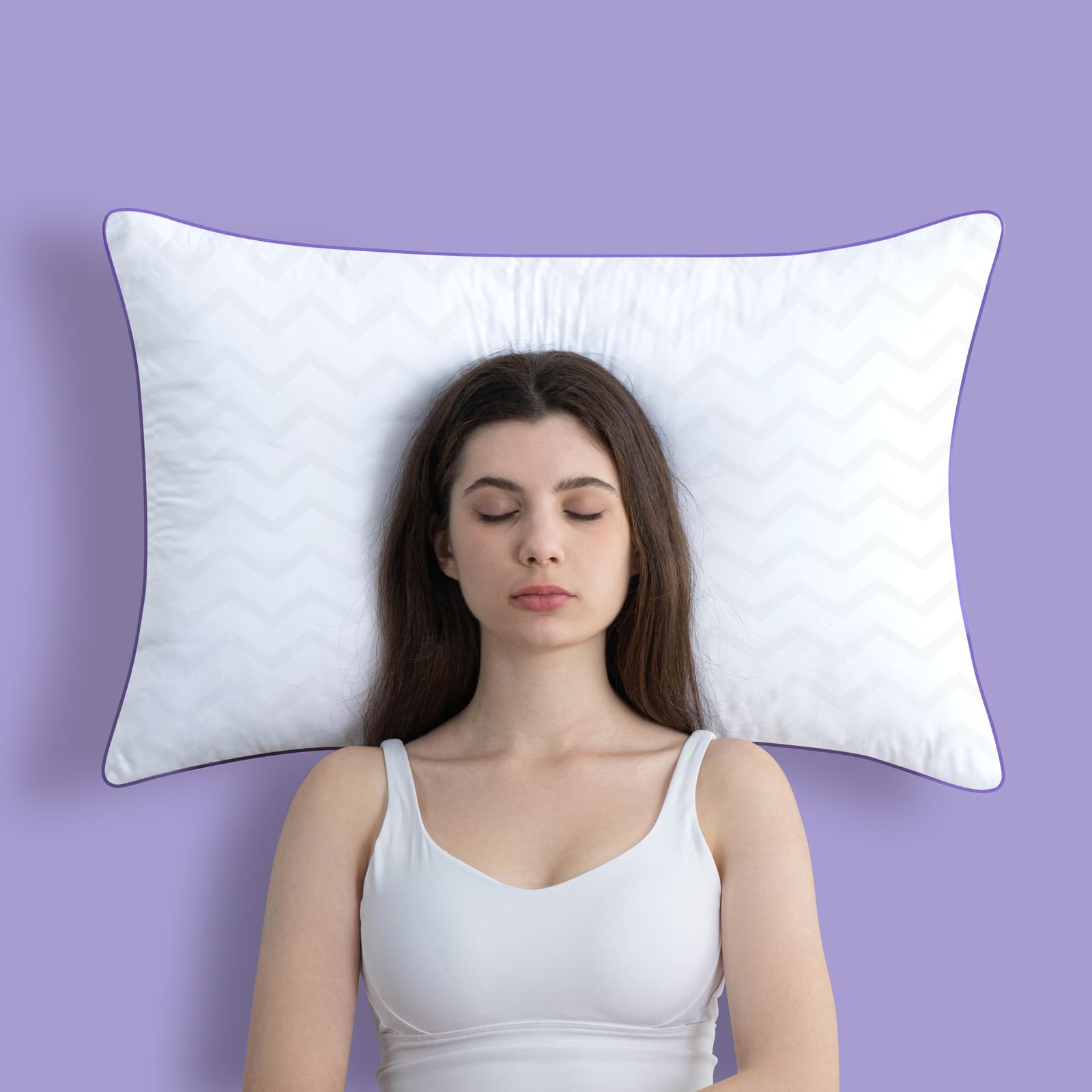 Molclcuy Bed Pillows Queen Size Set Of 2,Hotel Collection Pillows For Side And Back Sleepers,Super Soft Down Alternative Microfi