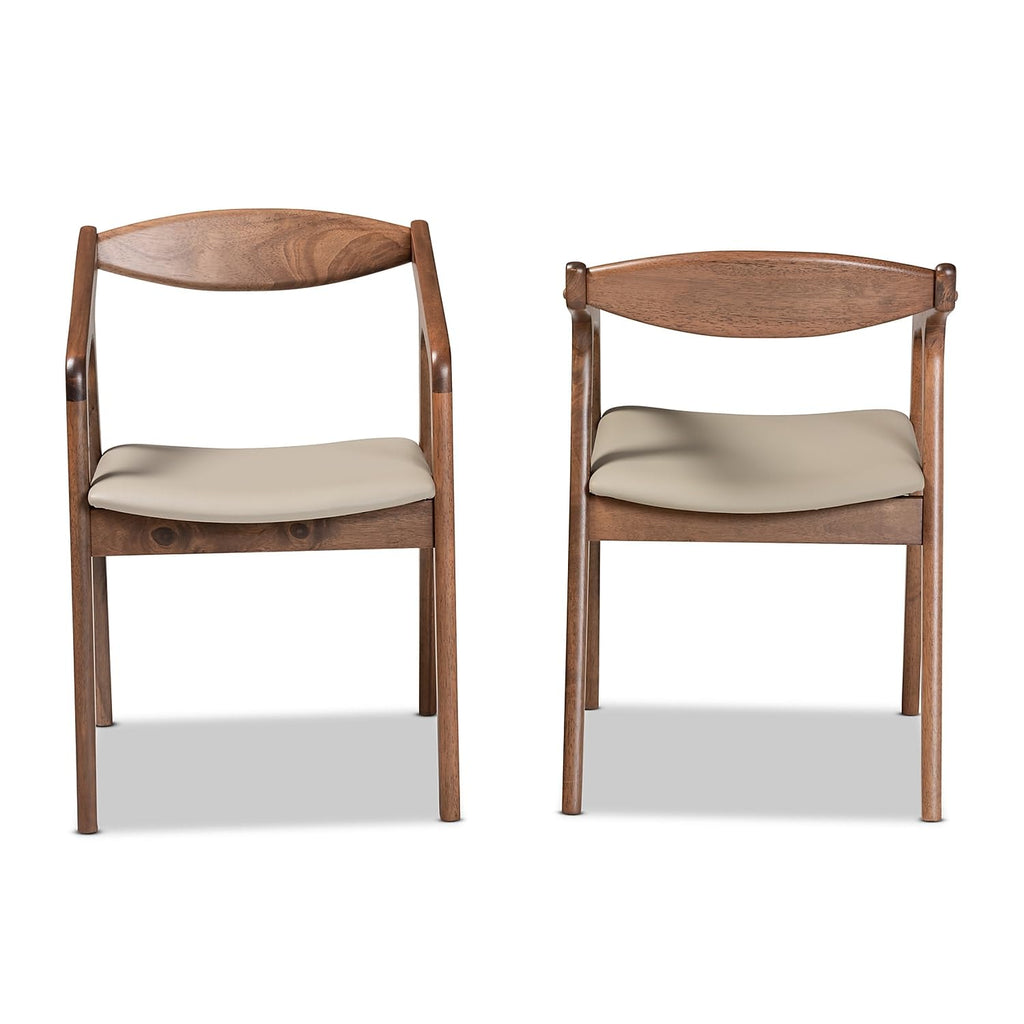 Baxton Studio Grey Faux Leather Wood 2-Piece Dining Chair Set