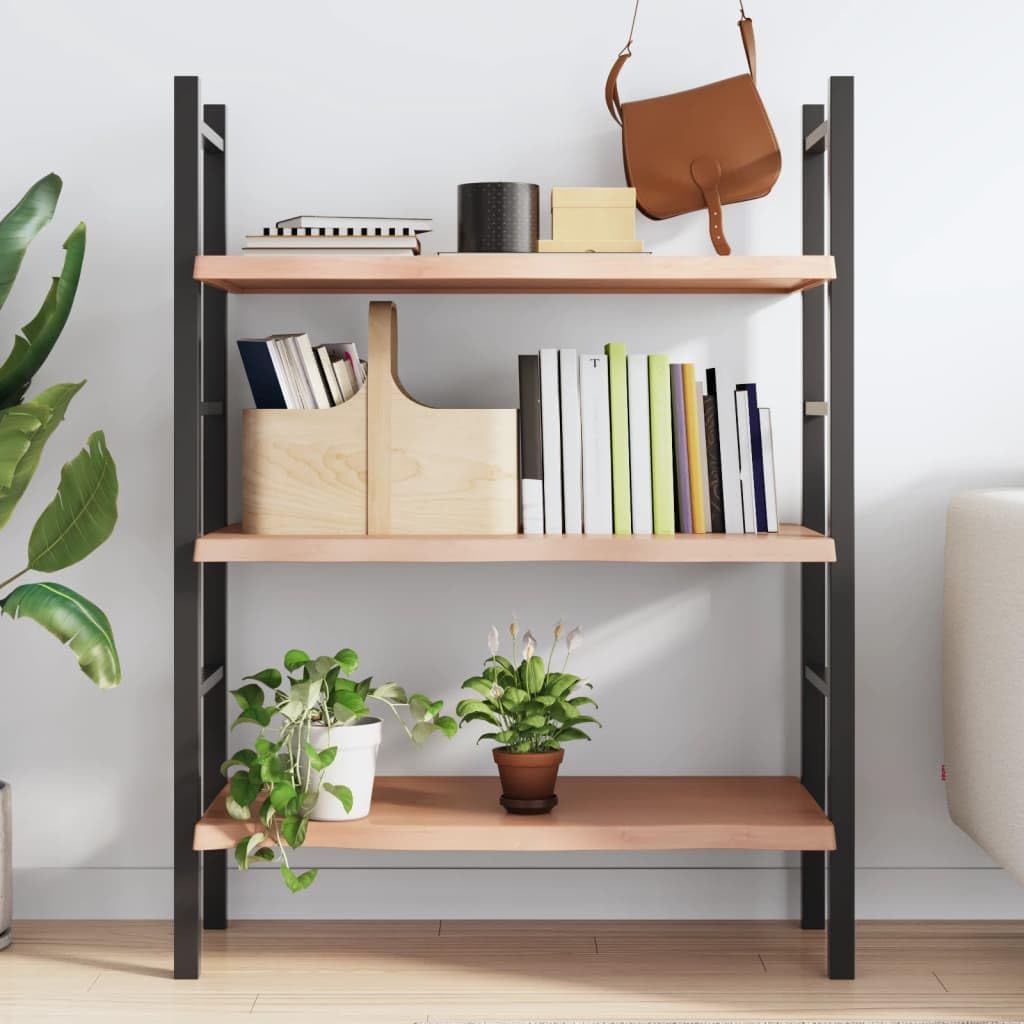 vidaXL Solid Oak Wood Wall Shelf with Live Edge - Light Brown, Handmade Home Storage Option, Versatile Use - 31.5"x15.7"x1.6"