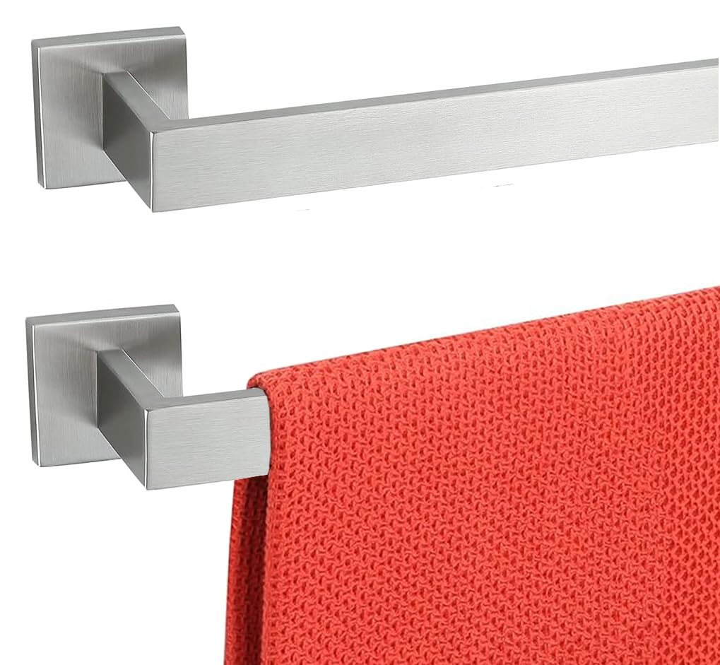 36 Inch Towel Bar 2 Pack for Bathrooms 12/16/24/28/32/36 Inch Stainless Steel 304 Brush Nickel Towel Holder Modern Square Towel 