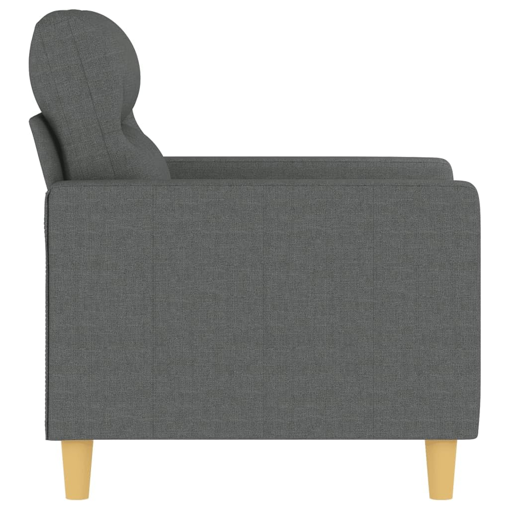 vidaXL - Modern Sofa Chair, Dark Gray Fabric, Sturdy Metal Frame, Comfortable Seat with Armrest and Back Pillow - Indoor Lounger for Living Room, Office, Lounge Area