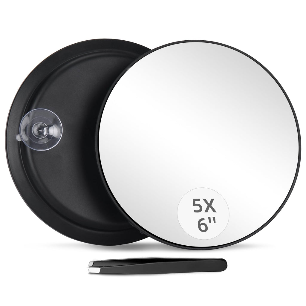 5X Makeup Magnifying Mirror 6' Magnifying Mirror with Suction Cups, Travel Makeup 5x Magnification Large Magnified Mirror, Comp