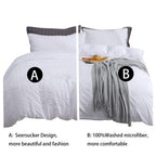Avelom White Duvet Cover Queen (90 X 90 Inches), 3 Pieces (1 Duvet Cover + 2 Pillow Cases) Stripe Zipper Closure Corner Ties Soft Washed Microfiber Duvet Cover For Men, Women
