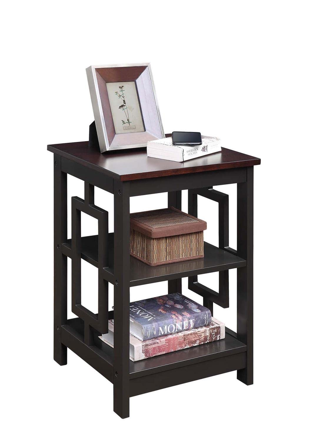 Convenience Concepts Town Square End Table with Shelves, 15.75"L x 15.75"W x 23.5"H, Espresso