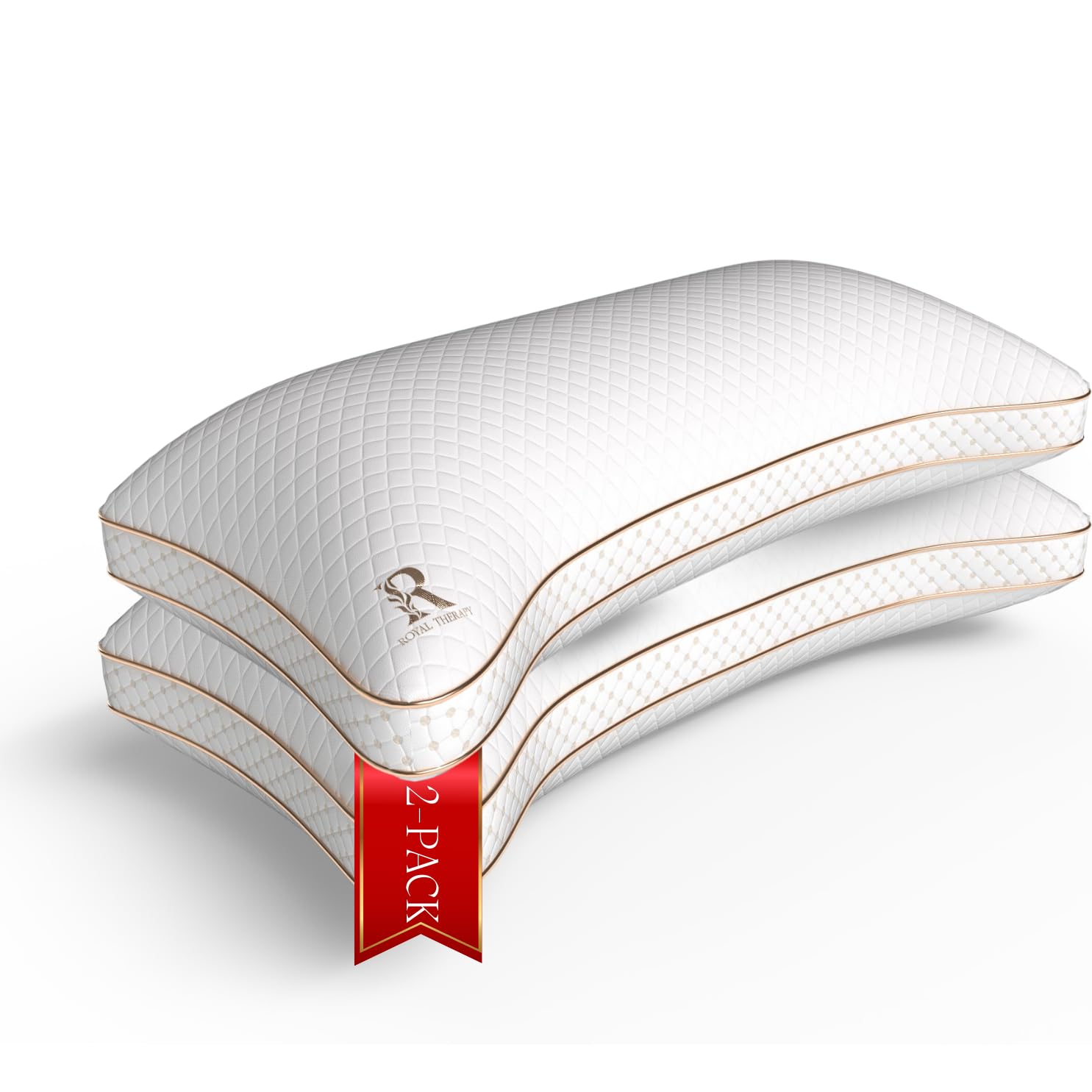Royal Therapy 2-Pack Adjustable Queen Pillows, Shredded Memory Foam Pillows Queen Size Set, Cooling Pillow Bed Pillow Firm Pillo
