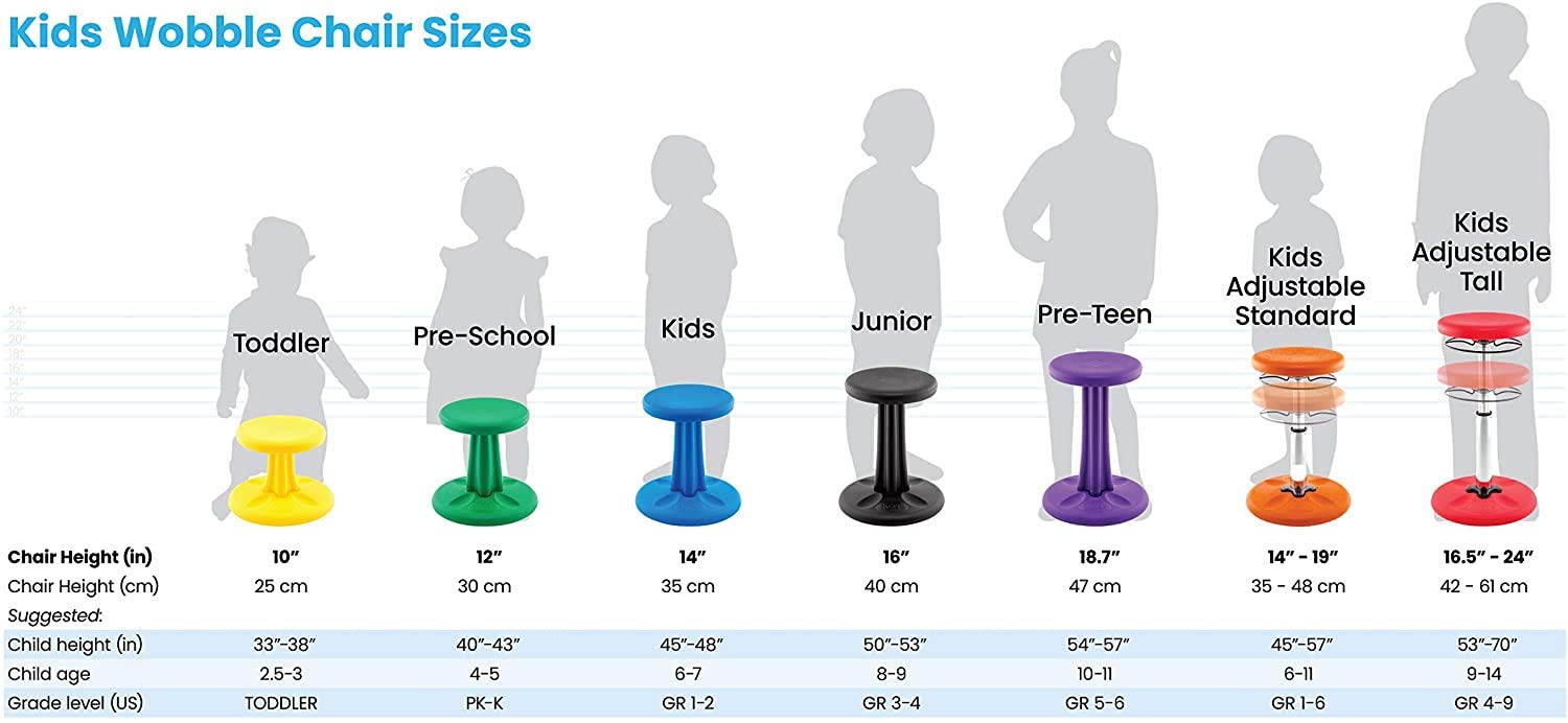 Kore Design Wobble Stool Chair, Girls + Boys Kid Desk Stools, Ergonomic Small Office Chairs, Flexible Seating For Active Child, Add/Adhd, Classroom, School, Home, Kids (14In), Age 6-7 Yrs, Green