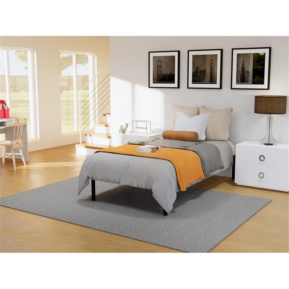 East West Furniture NWTBBLK Norwich Modern Bed Frame with 4 Hardwood Legs - Magnificent Bed in Powder Coating Black Color