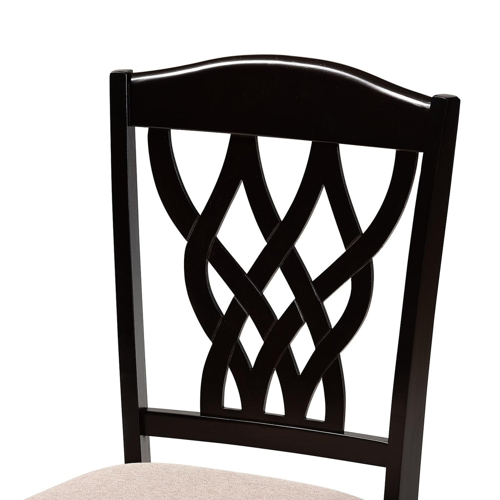 Baxton Studio Delilah Modern Fabric Dining Chair, Sand and Dark Brown, 2/Set (171-2PC-10953HT)
