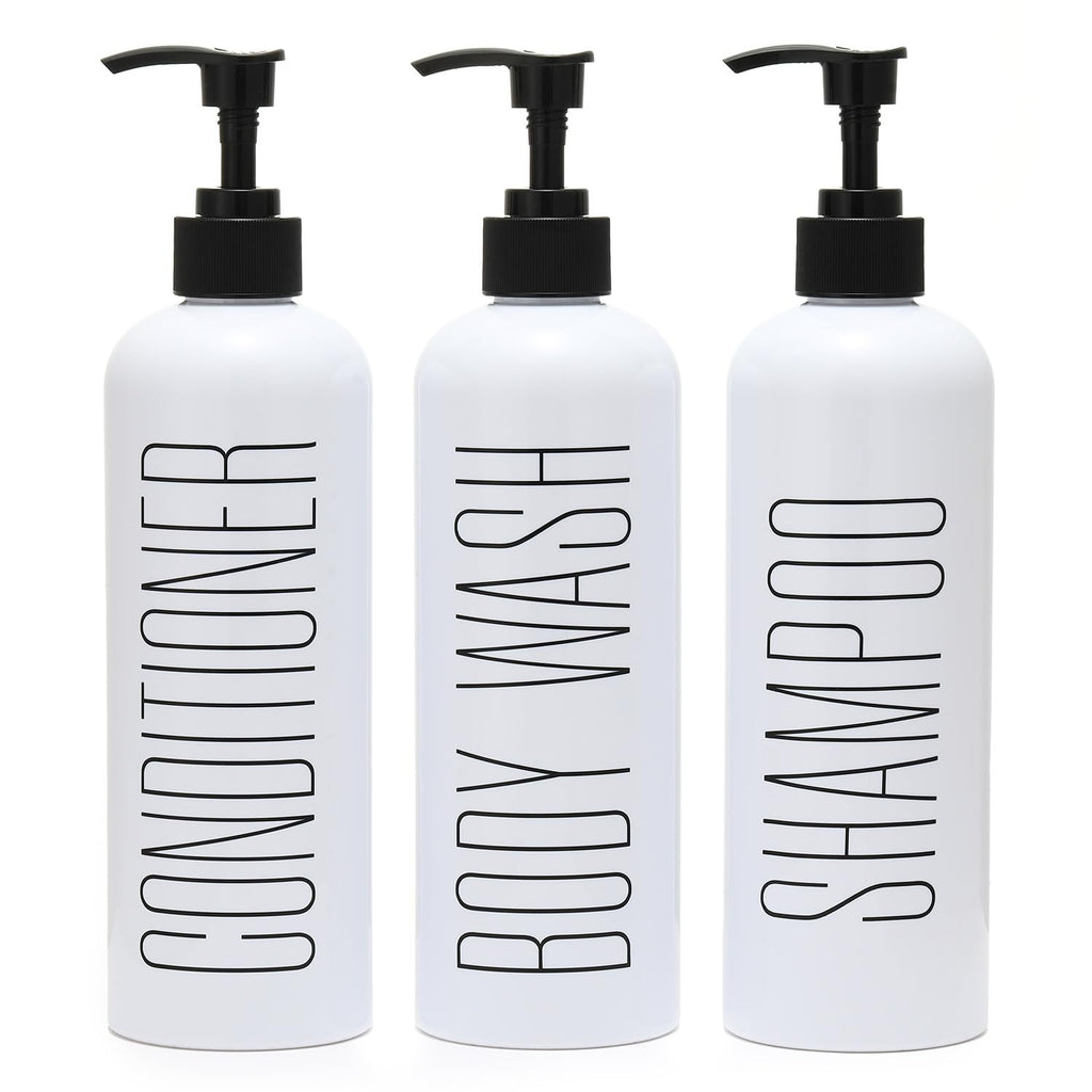 HOMCDALY Shampoo and Conditioner Dispenser, 16oz 3-Pack Refillable Shampoo and Conditioner Bottles, Empty Shampoo Bottles, Shamp