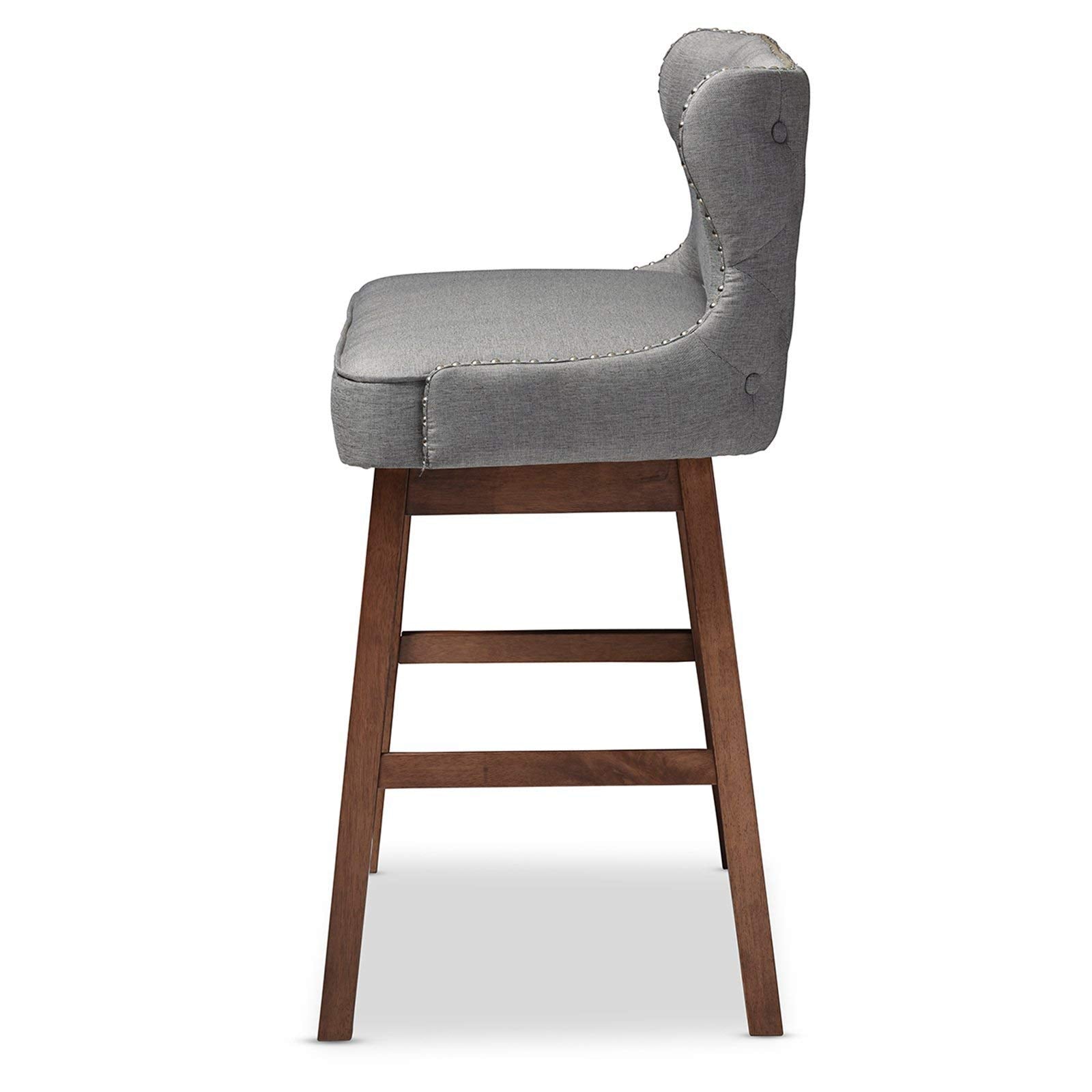 Baxton Studio Gradisca Modern and Contemporary Grey Fabric Button-tufted Upholstered Bar Bench Banquette