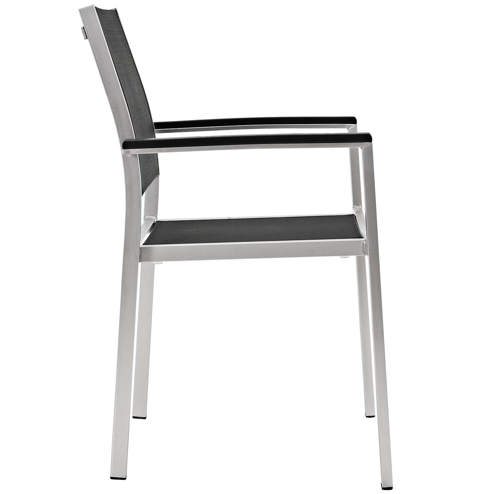Modway Eei-3198-Slv-Blk-Set Shore Outdoor Patio Aluminum Dining Set, 5 Piece, Silver Black