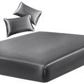SiinvdaBZX 3-Piece Set Satin Twin XL Fitted Sheet & 2 Pillowcase, Grey Silky Soft Fitted Bottom Sheet Twin Extra Long Bed Sheets