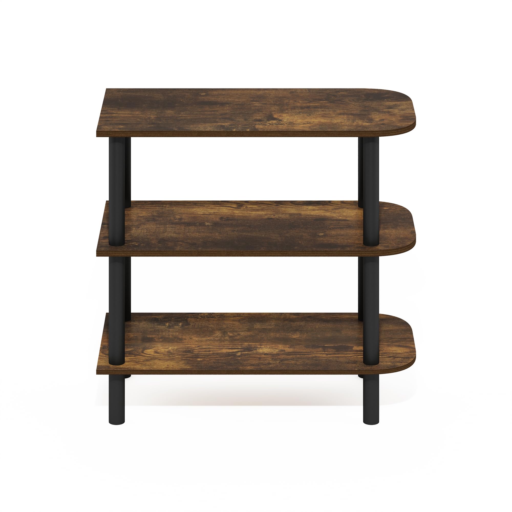 Furinno Turn-N-Tube 23-Inch 3-Tier Curved Freestanding Shoe Rack Storage Organizer, Amber Pine/Black