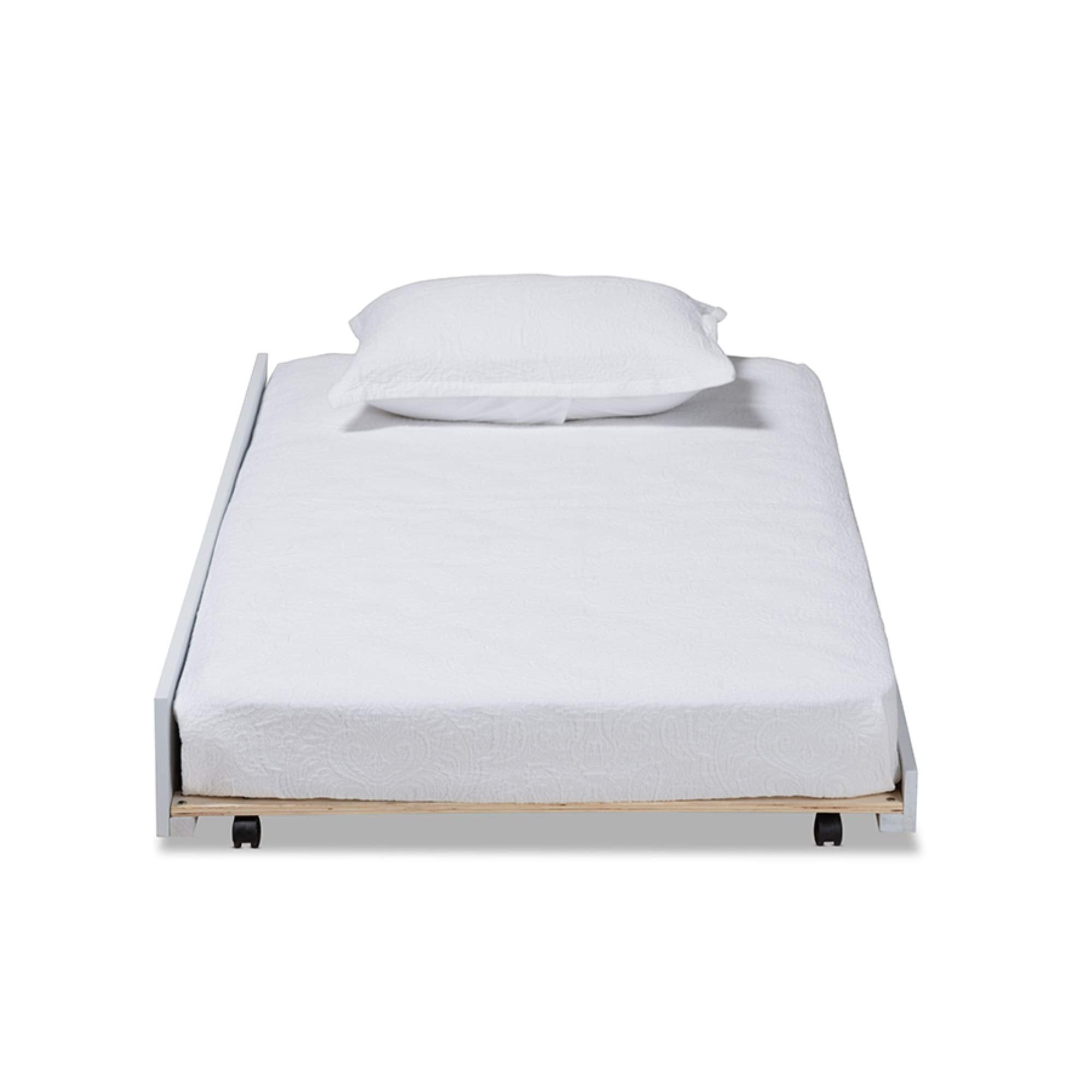 Baxton Studio Alya Classic Traditional Farmhouse White Finished Wood Twin Size Trundle