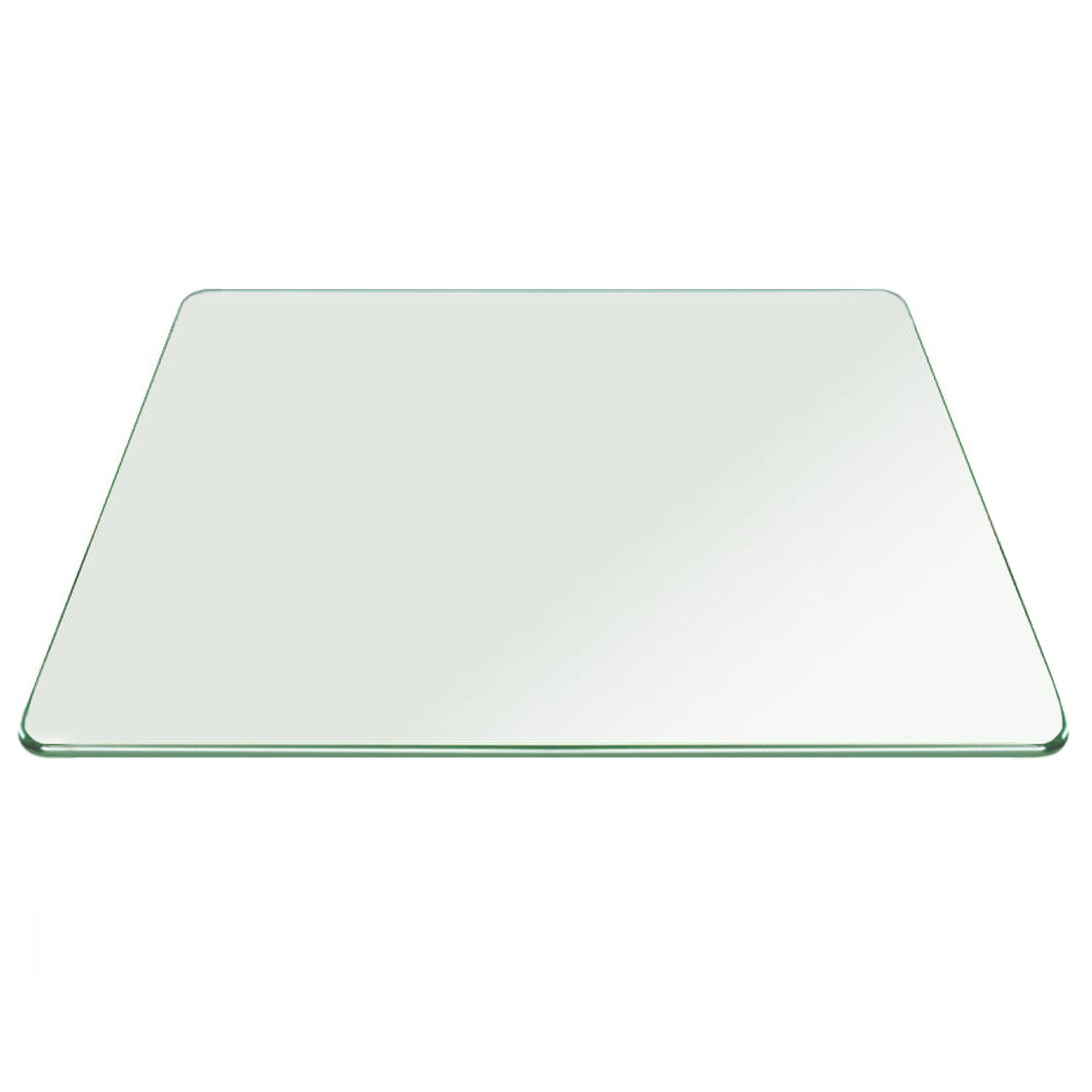 Fab Glass and Mirror 17 Square 3/8 Inch Thick Tempered Pencil Polish Touch Corners Glass Table Top, Clear