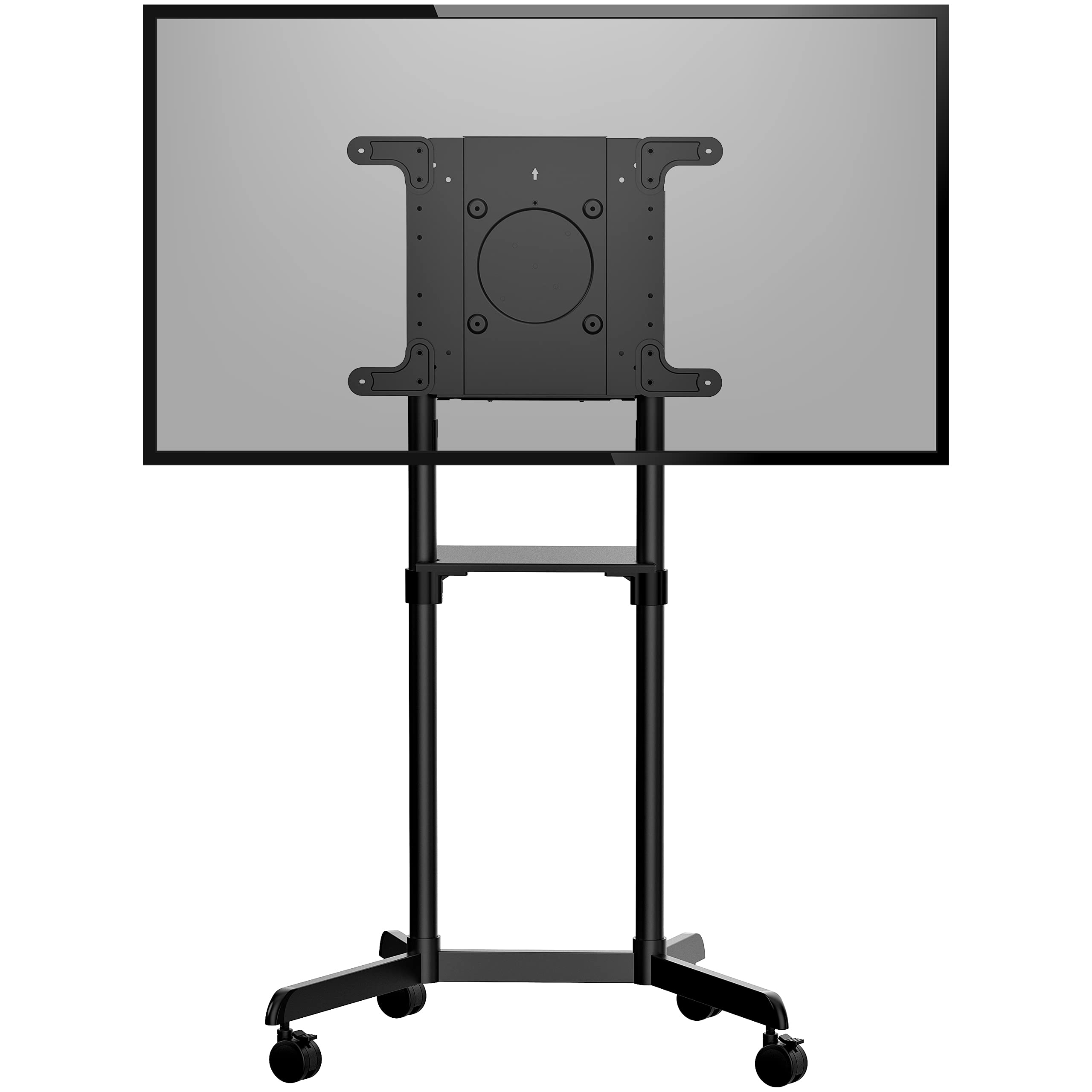 StarTech.com Mobile TV Cart - Portable Rolling TV Stand for 37-70" VESA Display (154lb/70kg) - TV Stand w/Shelf & Storage Compartment - Rotate/Tilt Display - Universal TV Mount on Wheels (MBLTVSTNDEC)