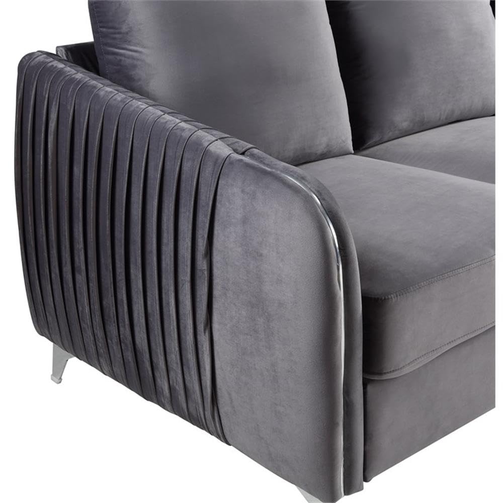 Lilola Home Hathaway Gray Velvet Modern Chic Accent Armchair