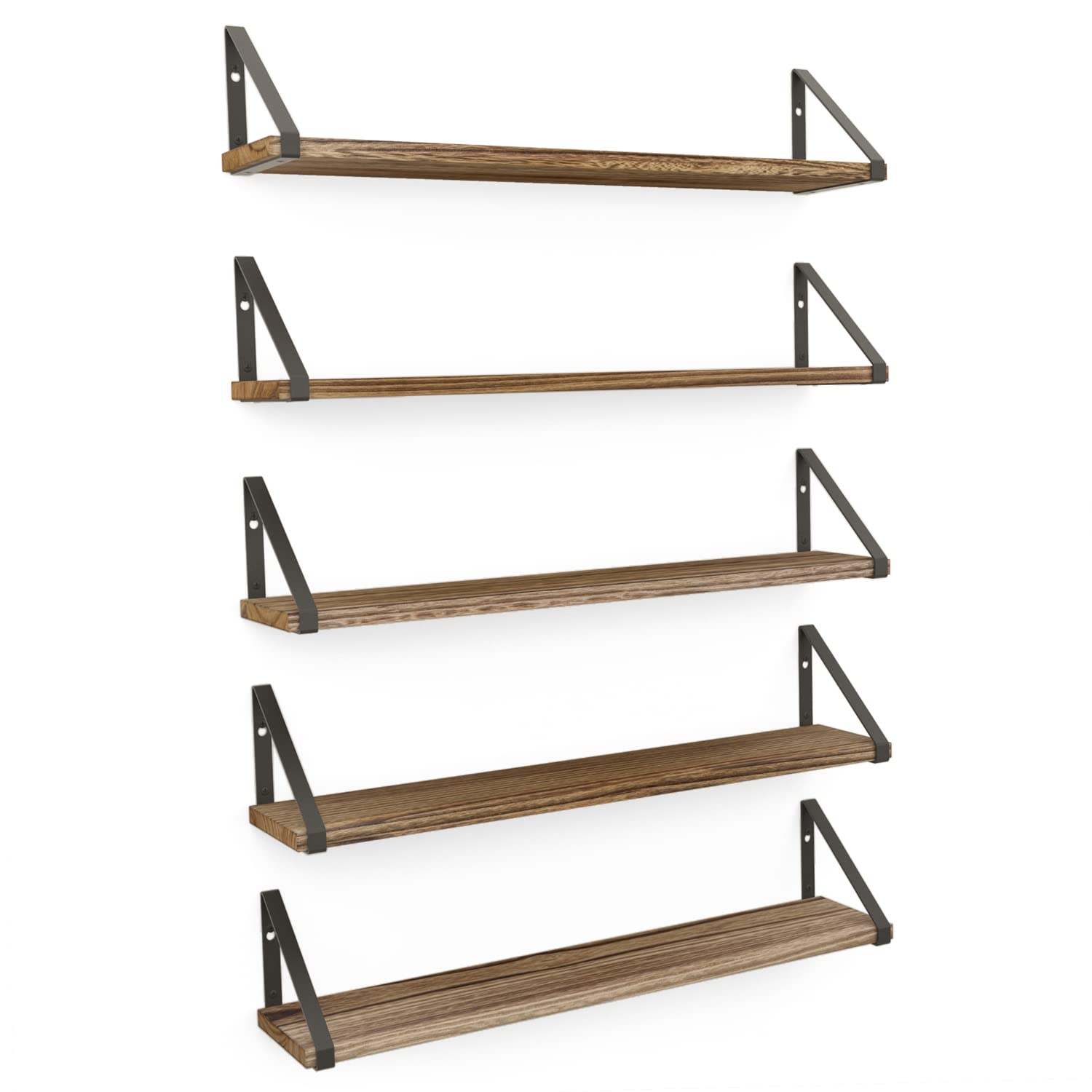 Wallniture Ponza 24'' Floating Bookshelf, Wood Floating Shelves for Wall Storage, Rustic Wall Shelves for Bedroom, Living Room, 