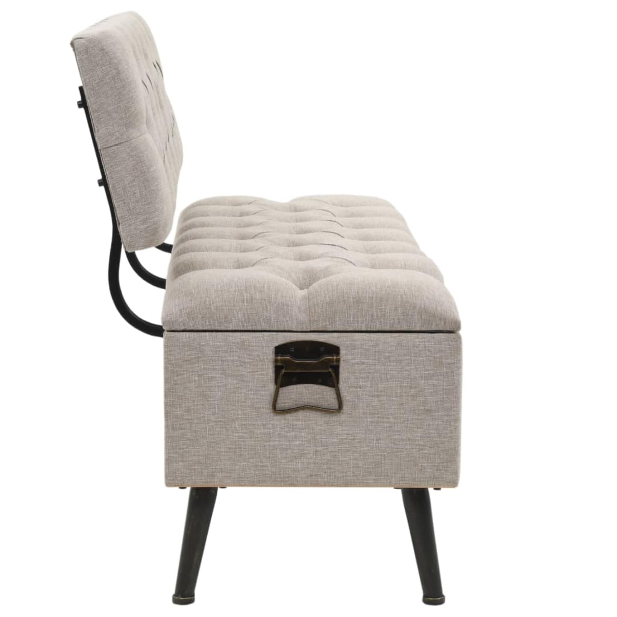vidaXL Vintage-Style Storage Bench - Cream Fabric Upholstery - Comfortable Padded Seat and Backrest - Metal Feet for Stability - Ideal for Hallway, Living Room, Bedroom - Easy Assembly Required