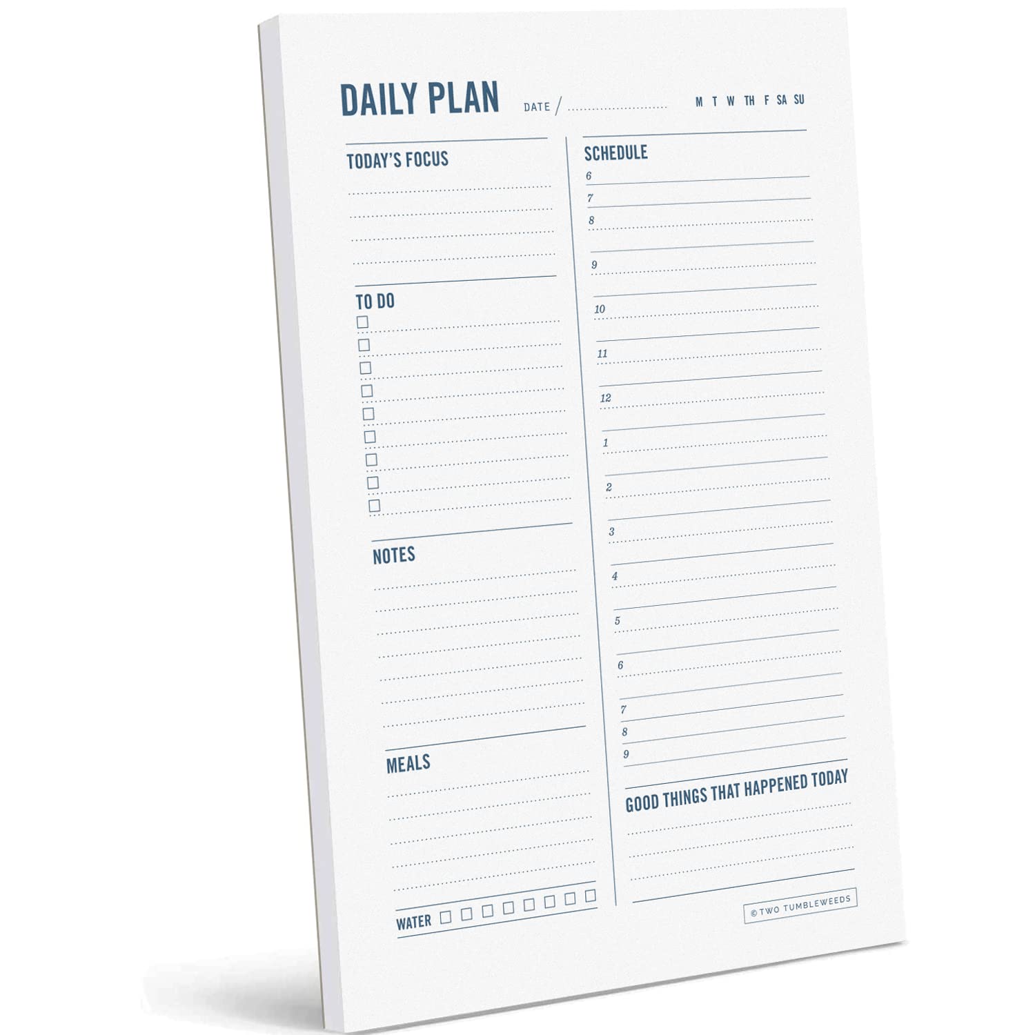 Two Tumbleweeds Daily Planner Notepad With Hourly Schedule - Adhd Planner, Time Block Planner, Desktop To Do List Notepad, Colle