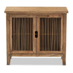 Baxton Studio Clement Rustic Transitional Medium Oak Finished 2-Door Wood Spindle Accent Storage Cabinet