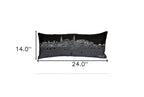 HomeRoots Grey 24' Black Charleston Nighttime Skyline Lumbar Decorative Pillow