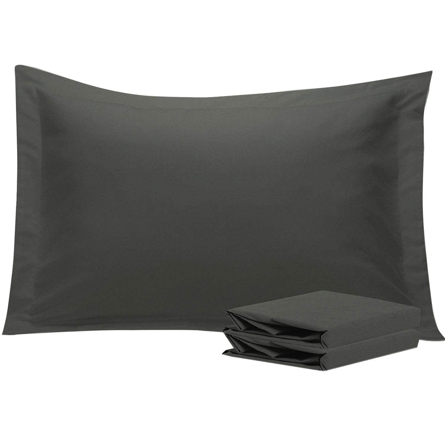 Ntbay 100% Brushed Microfiber King Pillow Shams Set Of 2, Super Soft And Cozy, Wrinkle, Fade, Stain Resistant 20X36 Inches Oxford Pillowcases, Dark Grey