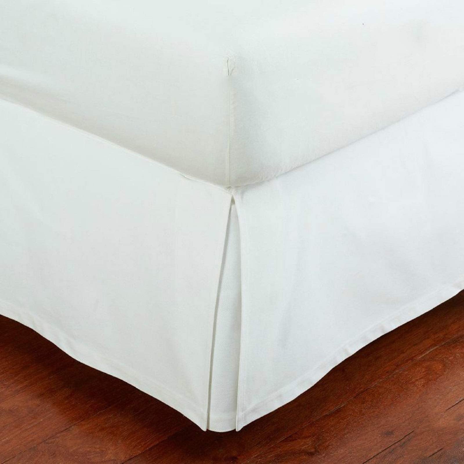 King Size Luxury Tailored Bed Skirt 14'' Drop Pleated Styling Dust Ruffled Solid White New