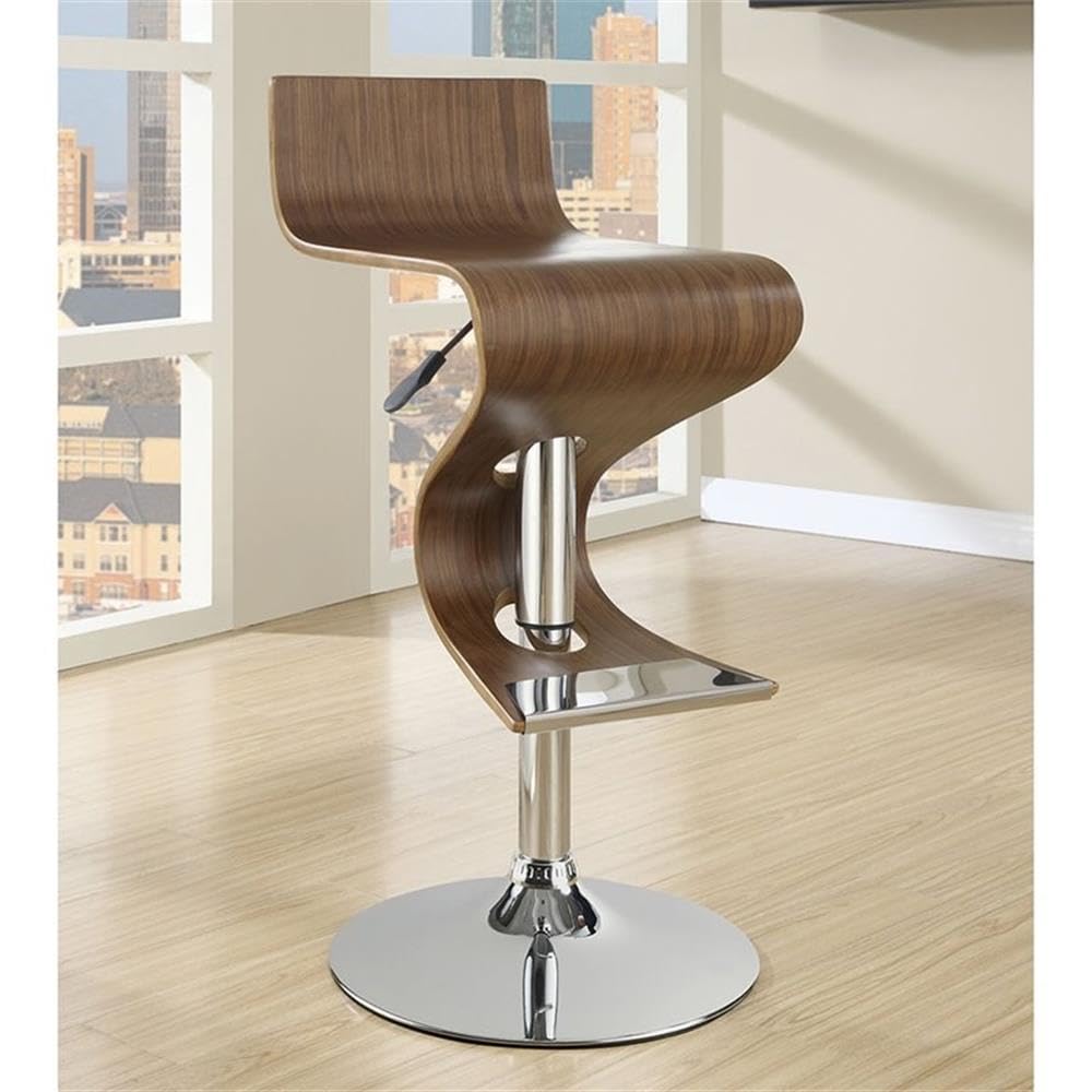 Coaster Home Furnishings Covina Adjustable Bar Stool Walnut Metal Mid-Century Modern 100396