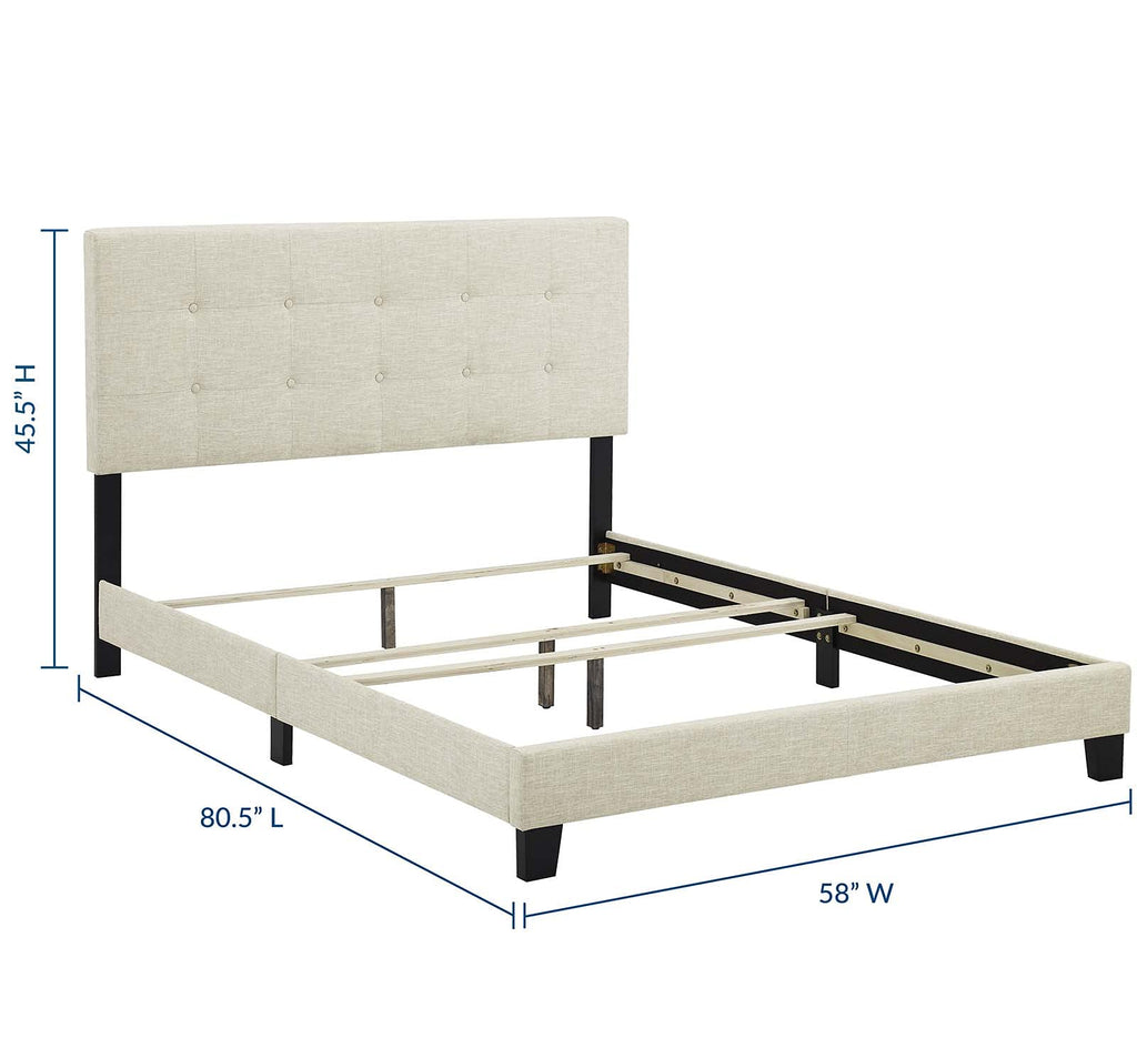 Modway Mod-6000-Bei Amira Tufted Fabric Upholstered Full Bed Frame With Headboard In Beige