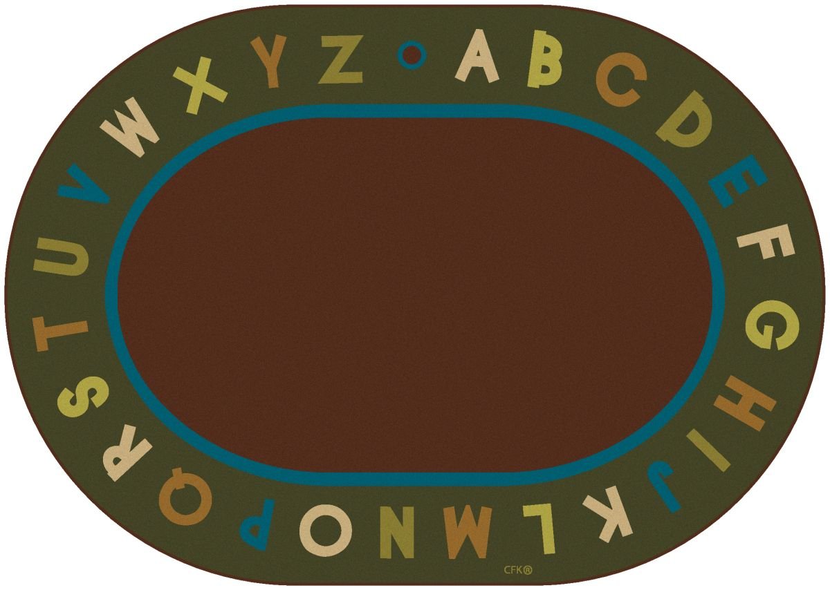 Carpets For Kids 10706 Alphabet Circletime - Nature 6Ft X 9Ft Oval