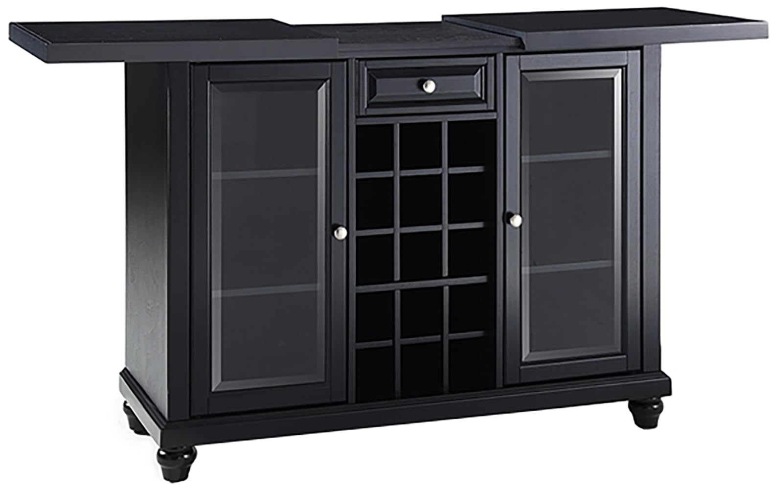 Crosley Furniture Cambridge Sliding Top Bar Cabinet KF40002DBK Black Wood