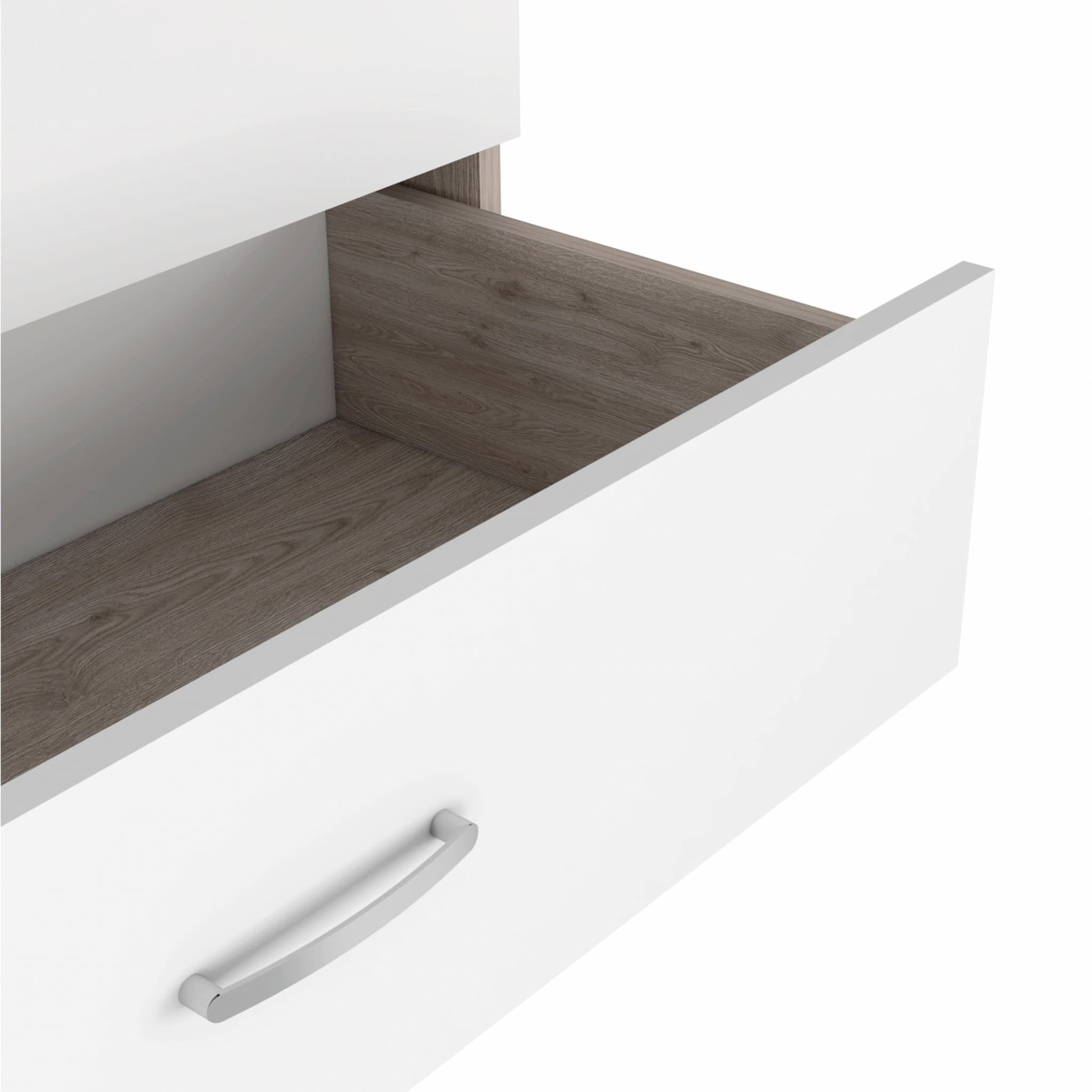 HomeRoots Particle Board 29" Light Gray and White Three Drawer Dresser
