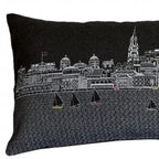 HomeRoots Grey 35' Black Charleston Nighttime Skyline Lumbar Decorative Pillow