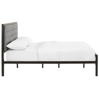 Modway Mia Upholstered Brown Beige Tufted Platform Bed with Metal Slat Support in Full