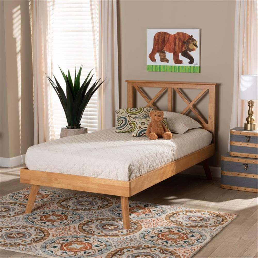 Baxton Studio Galvin Modern and Contemporary Brown Finished Wood Twin Size Platform Bed