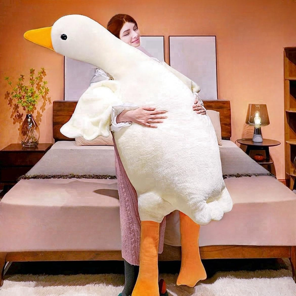 BXEBUI Giant White Goose Plush-75 Inch, Very Huge body Fat Goose Stuffed Animal, 6 Foot Duck Plush Toys Hugging Pillow Gifts for