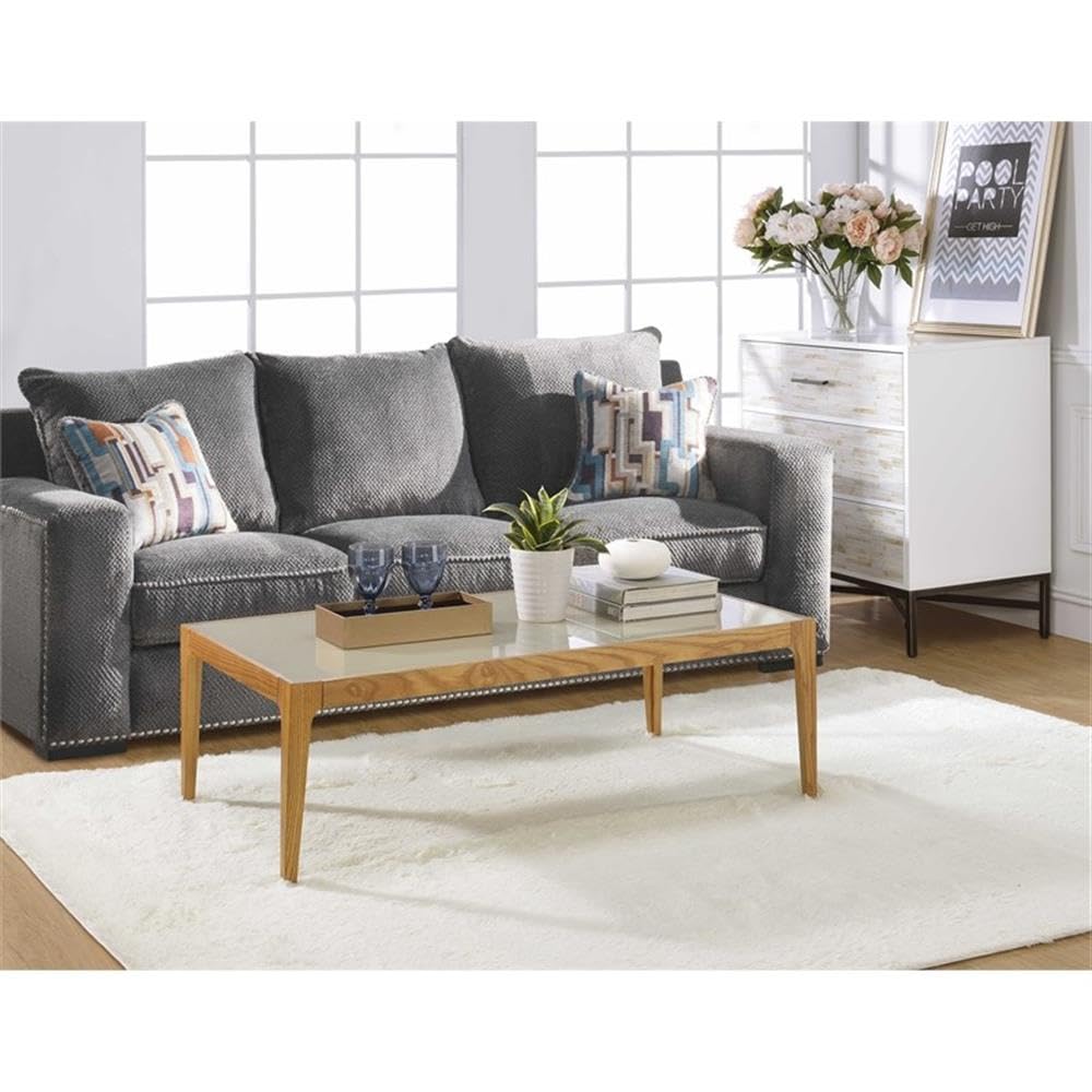 Acme Gwynn Square Coffee Table in Natural and Frost Glass