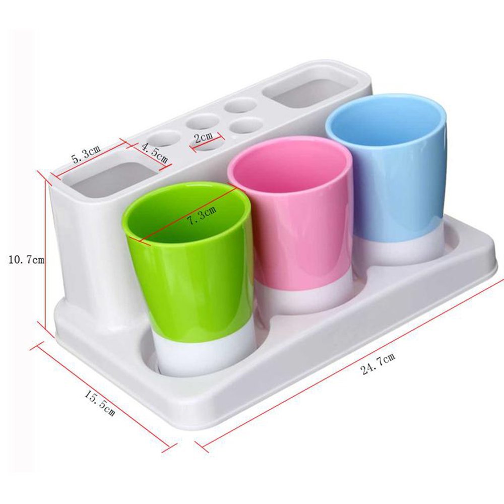 Eslite Toothbrush Toothpaste Holder Stand - Bathroom Organizer, 9.8"x6.3"x4.3", Available in White, Pink, Green, Blue - Model YSJ-3