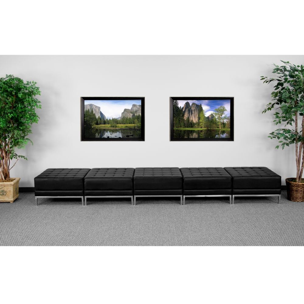 Flash Furniture HERCULES Imagination Series Black LeatherSoft Five Seat Bench