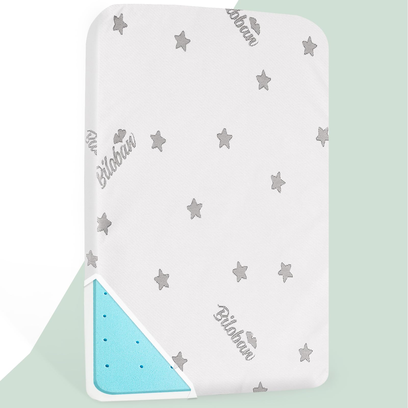 Biloban Crib Mattress Pad Topper Memory Foam 2-Inch Toddler Bed Mattress Fit Baby Crib Mattress With Removable Crib Mattress Top