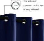 Jiuzhen Navy Blue Blackout Curtains With Tiebacks Thermal Insulated, Light Blocking And Noise Reducing Grommet Curtains For Bedroom And Living Room, Set Of 2 Window Curtain Panels, 70 X 72 Inch Length