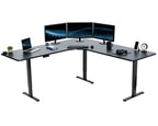 Vivo Electric Height Adjustable 83 X 83 Inch Curved Corner Stand Up Desk, Black Table Top, Black Frame, Memory Controller, L-Shaped Workstation, E3C Series, Desk-Kit-E3Cb83B