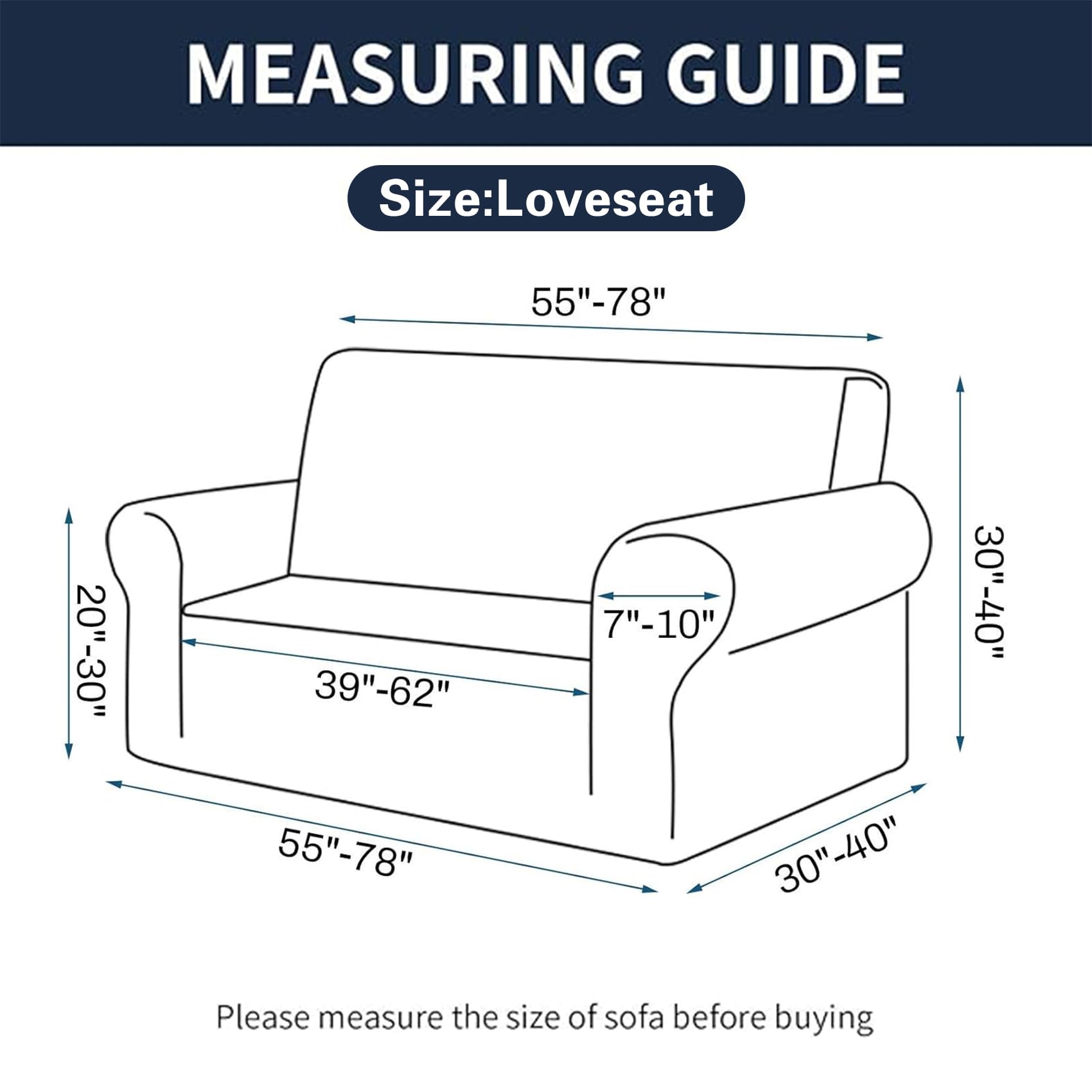 2025 New Stretch Loveseat Sofa Slipcovers Couch Cover For 2 Cushion Furniture Protector Sofa Covers With Elastic Bottom Jacquard Fabric Small Checks For Pets, Kids - Charcoal