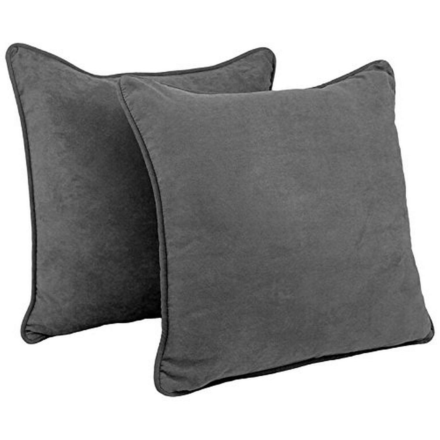 Blazing Needles Corded Microsuede Floor Pillows (Set of 2), 25", Steel Grey