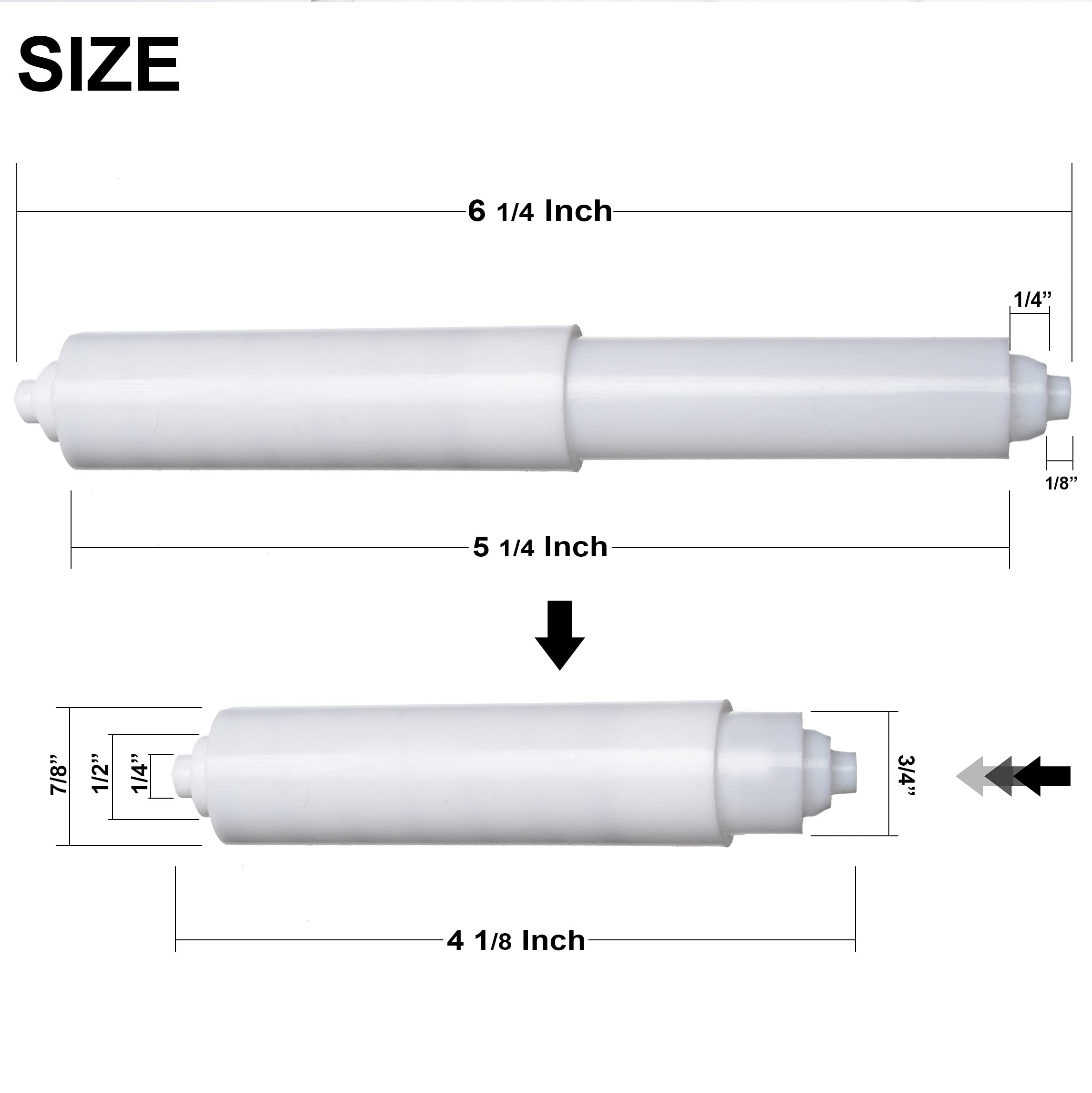 Hilltop Products 2 Pack Toilet Paper Holder - 6-1/4 Spring Loaded Roller, White, Plastic, Model M. ROUND SHOWER HILLTOP PRODUCTS