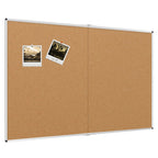 Viz-Pro Large Cork Bulletin Board/Foldable Noticeboard, 48 X 48 Inches, Silver Aluminium Frame