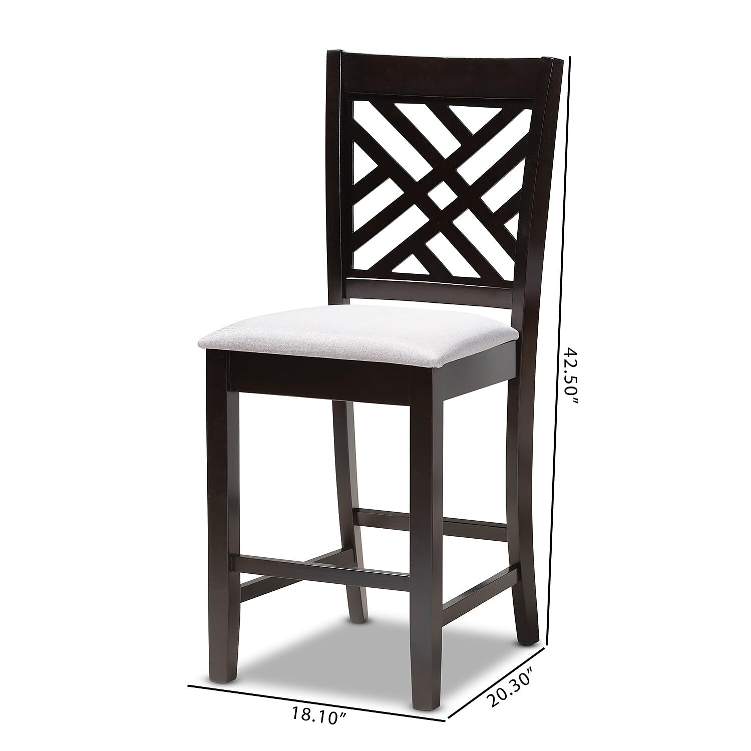 Baxton Studio Caron Modern and Contemporary Gray Fabric Upholstered Espresso Brown Finished Wood Counter Height Pub Chair Set of 2
