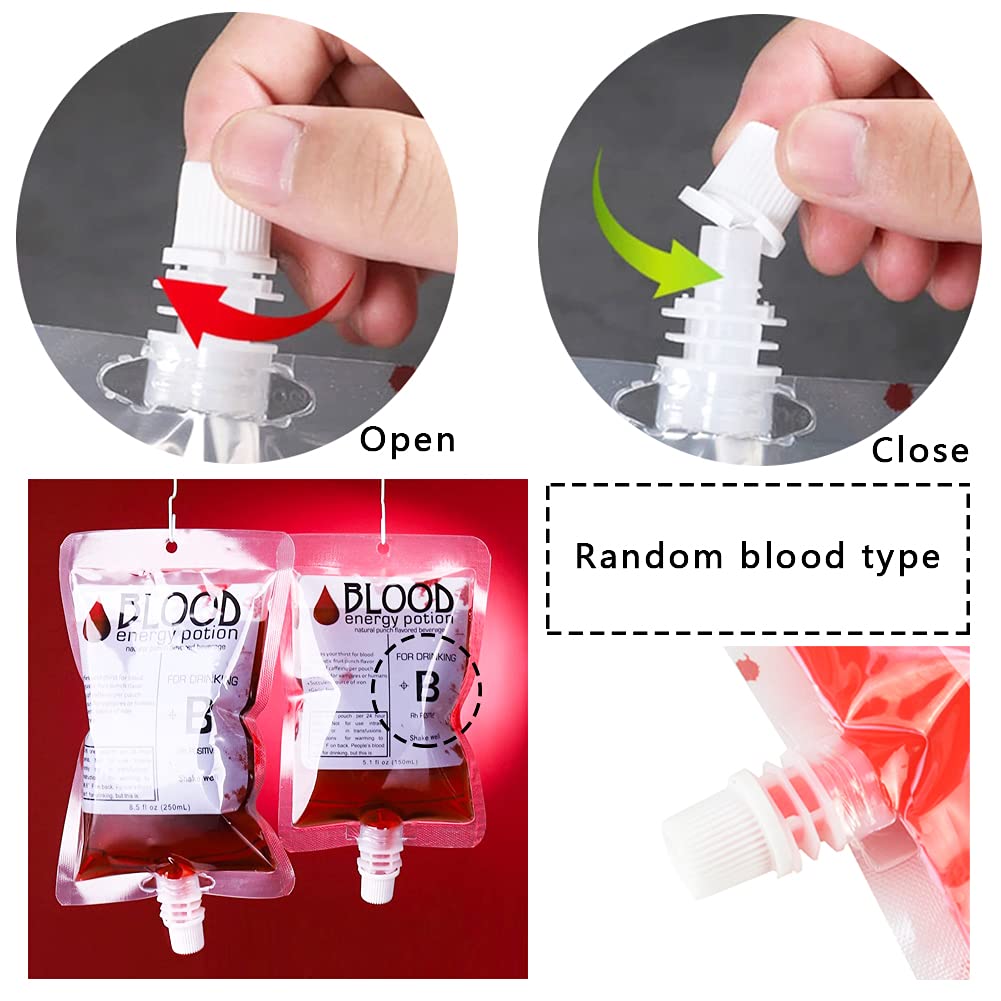 Woozettn 20 Pack Blood Bags for Drinks, 8.5oz Anti-Leak Reusable Food Grade Clear Cups for Halloween and Christmas